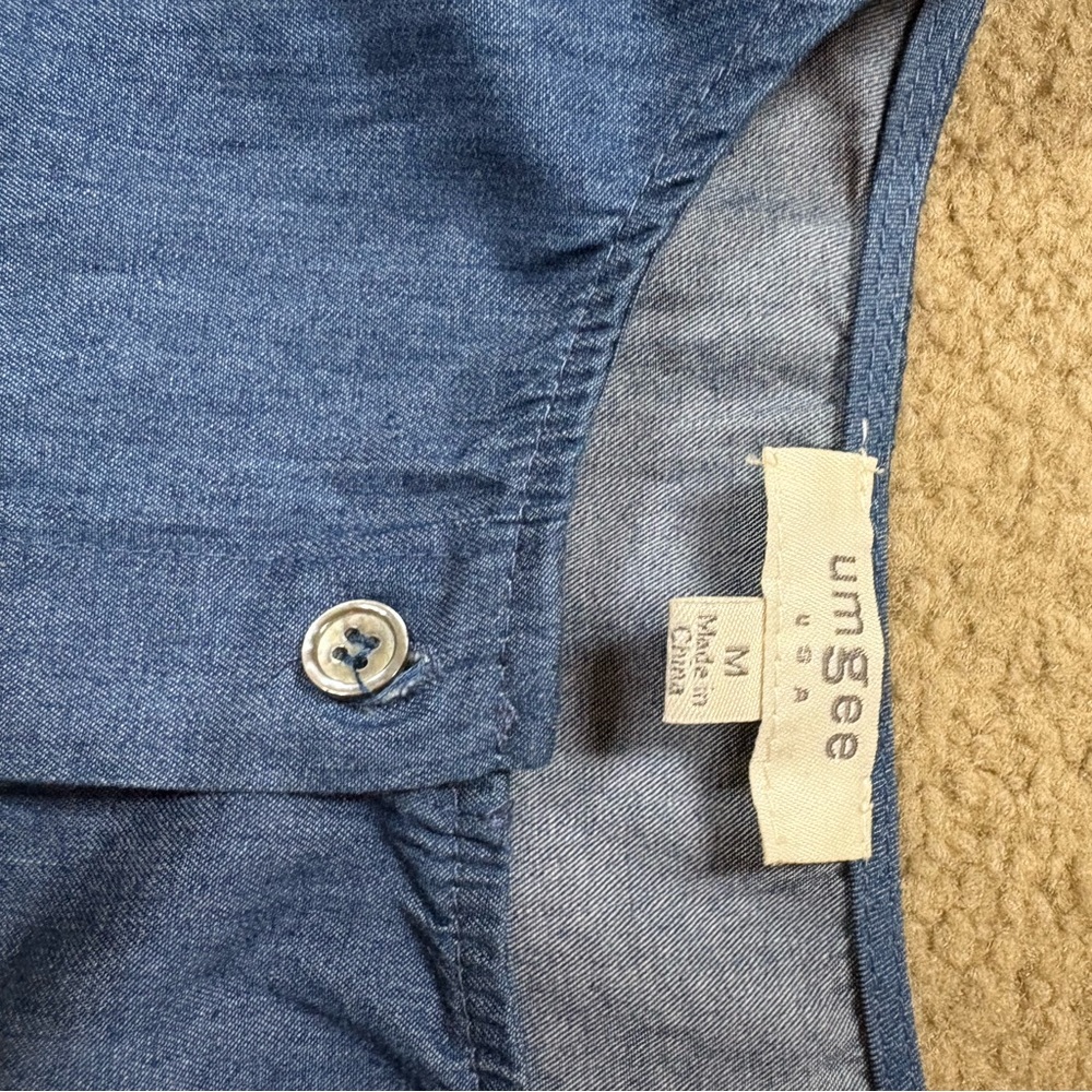 Umgee Blue Denim Button-Down Blouse - Picture 2 of 7